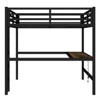 Letto a soppalco matrimoniale Bellemave in metallo con scrivania, porte USB, presa di corrente e luci a LED, design salvaspazio silenzioso, struttura robusta, nero