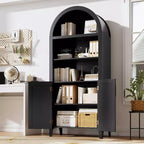 Libreria ad arco a 5 ripiani con ante, Scaffale moderno espositivo e mobiletto contenitore per ufficio, soggiorno o biblioteca