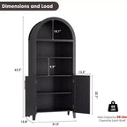 Libreria ad arco a 5 ripiani con ante, Scaffale moderno espositivo e mobiletto contenitore per ufficio, soggiorno o biblioteca