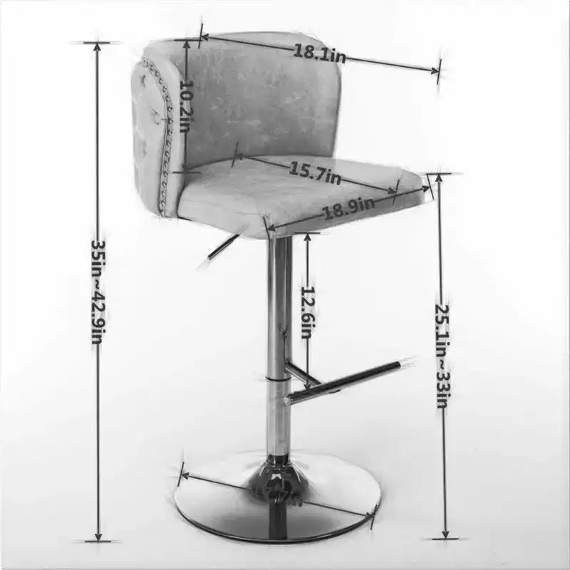 Set di 2 sgabelli da bar, sedie da bar imbottite girevoli a 360°, sgabelli da bar moderni con schienale completamente trapuntato, sgabello regolabile in altezza