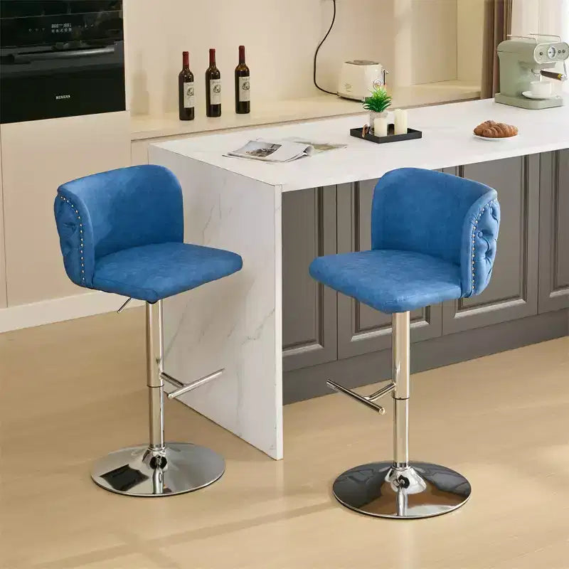 Set di 2 sgabelli da bar, sedie da bar imbottite girevoli a 360°, sgabelli da bar moderni con schienale completamente trapuntato, sgabello regolabile in altezza
