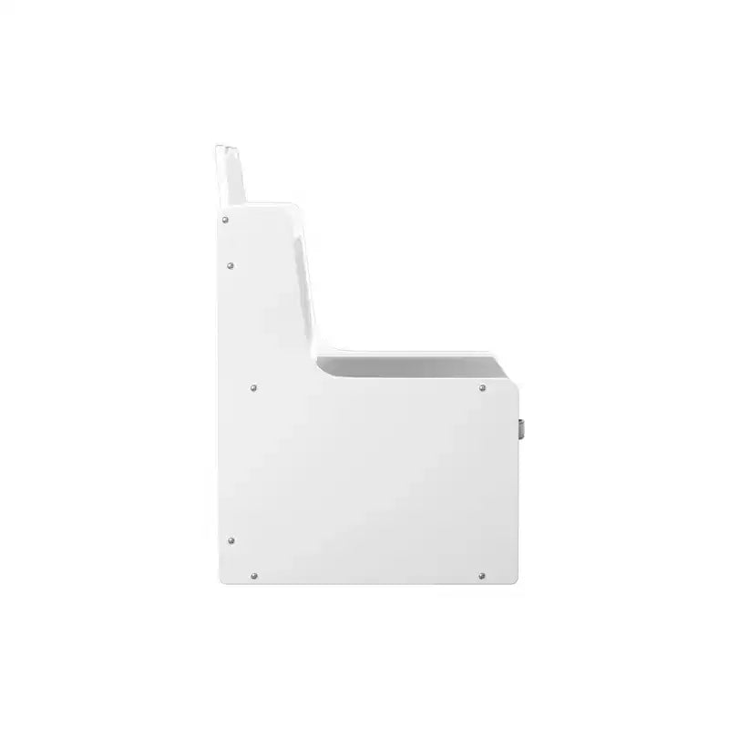 Scaffale Whisen Kids per Libri con Contenitori, Scaffale Espositore per Libri e 2 Contenitori in Tessuto, Schienale a Forma di Orso Carino - Bianco e Grigio