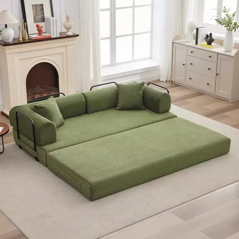 Divano Letto Convertibile 78,7", Divano Letto Pieghevole 4-in-1 in Velluto a Coste con Telaio a Forma Fissa e Cuscino, Divanetto per Soggiorno