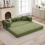 Divano Letto Convertibile 78,7", Divano Letto Pieghevole 4-in-1 in Velluto a Coste con Telaio a Forma Fissa e Cuscino, Divanetto per Soggiorno