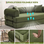 Divano Letto Convertibile 78,7", Divano Letto Pieghevole 4-in-1 in Velluto a Coste con Telaio a Forma Fissa e Cuscino, Divanetto per Soggiorno