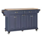 Okak Kitchen Island con Contenitore e Piano in Legno di Gomma, Carrello da Cucina a 5 Ruote con Ampio Spazio di Archiviazione, Organizzatore da Tavolo per Sala da Pranzo