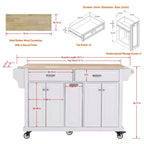 Okak Kitchen Island con Contenitore e Piano in Legno di Gomma, Carrello da Cucina a 5 Ruote con Ampio Spazio di Archiviazione, Organizzatore da Tavolo per Sala da Pranzo