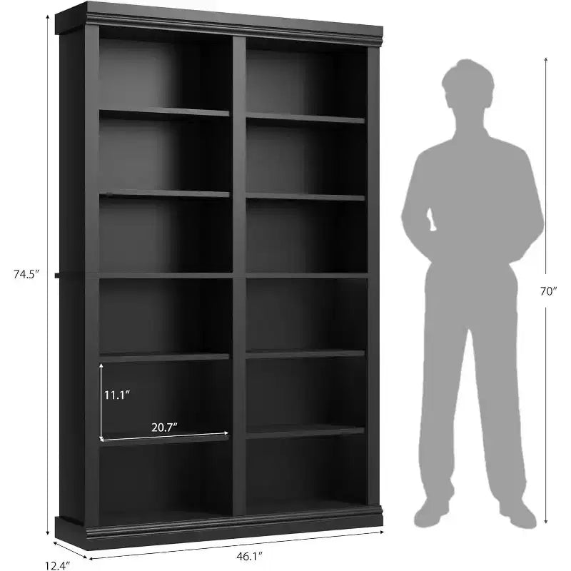 Libreria Acekool 189 cm di altezza, a 6 ripiani doppia larghezza con 12 scomparti, portaoggetti extra large per soggiorno, ufficio, biblioteca, 117 cm L x 31.5 cm P