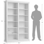Libreria Acekool 189 cm di altezza, a 6 ripiani doppia larghezza con 12 scomparti, portaoggetti extra large per soggiorno, ufficio, biblioteca, 117 cm L x 31.5 cm P