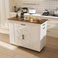 Okak Movable Rustic Kitchen Island Cart with Wheels & Power Outlet,Wood Top Bar Table Storage Cabinet for Kitchen,Dining Room