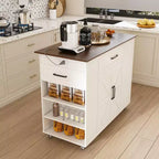 Okak Carrello da Cucina Rustico Mobile con Ruote e Presa Elettrica, Tavolo da Bar con Piano in Legno, Armadietto Contenitore per Cucina, Sala da Pranzo