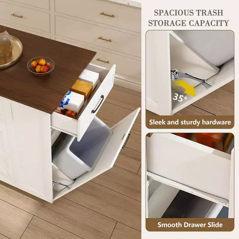 Okak Carrello da Cucina Rustico Mobile con Ruote e Presa Elettrica, Tavolo da Bar con Piano in Legno, Armadietto Contenitore per Cucina, Sala da Pranzo