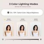 Coiffeuse con Specchio Illuminato a LED, Scrivania da Trucco con 3 Luci Regolabili, Coiffeuse Bianca con Sgabello Contenitore per Camera da Letto