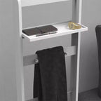 Porta abiti da terra moderno, robusto e durevole, con ripiano superiore e ganci in legno, adatto per camere da letto e ingressi.