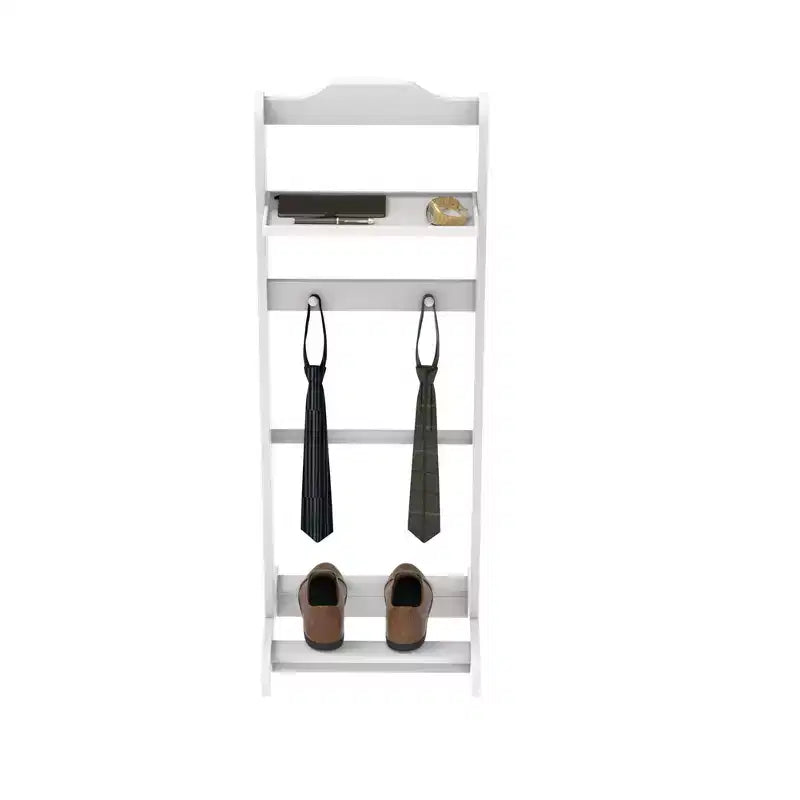 Porta abiti da terra moderno, robusto e durevole, con ripiano superiore e ganci in legno, adatto per camere da letto e ingressi.