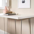 Scrivania moderna GDFStudio Ralph in legno con gambe a forcina cromate