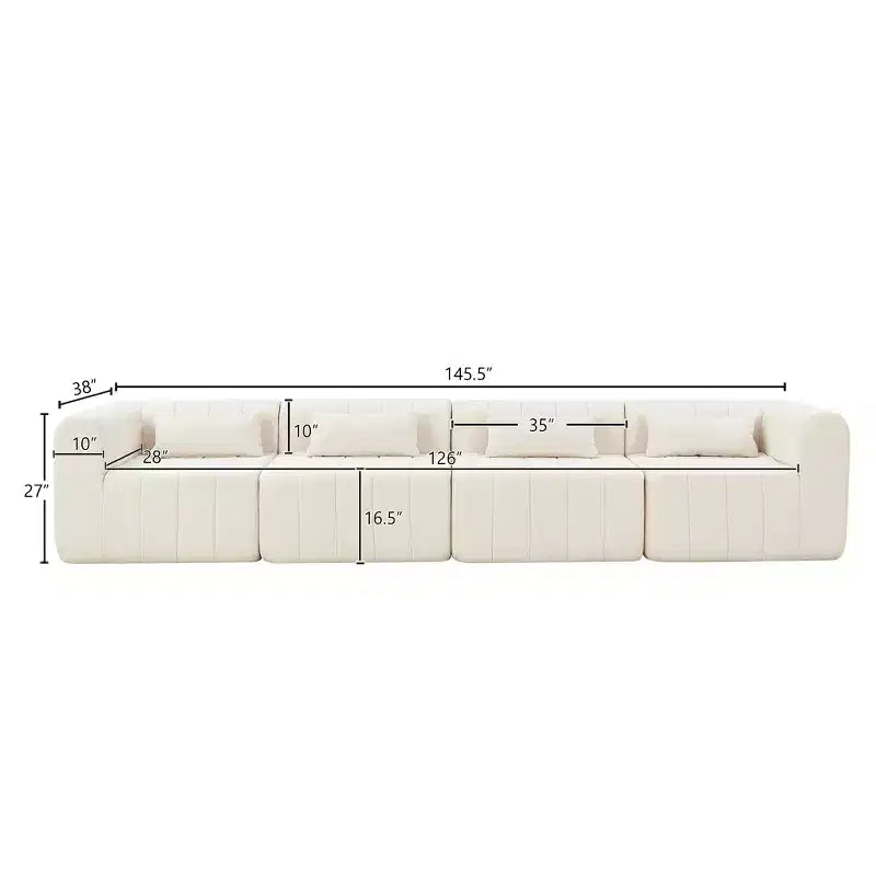 Divano sezionale modulare Christopher Knight Home Ahearn 4 pezzi da 145,5 completamente compresso
