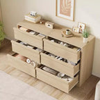 Cassettiera a 6 cassetti per camera da letto, 117 cm di larghezza, in rovere naturale, con 6 cassetti e ampio spazio di archiviazione