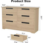 Cassettiera a 6 cassetti, organizer moderno naturale con maniglie integrate per la camera da letto