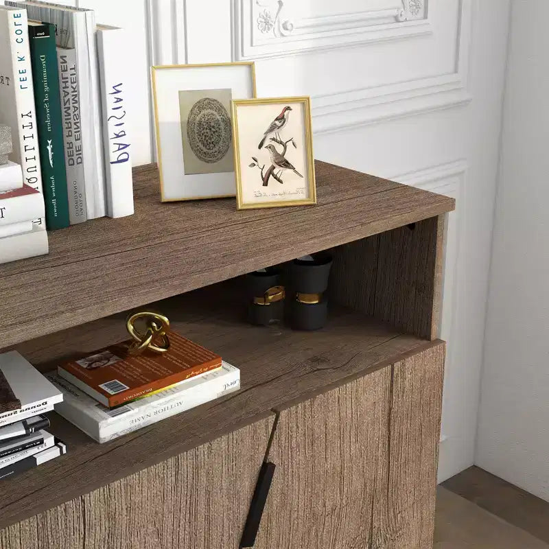 Madia/Buffet indipendente in legno moderno con ripiani regolabili per cucina, sala da pranzo, soggiorno.