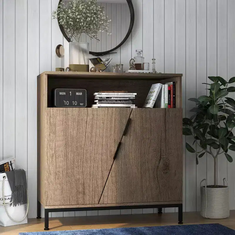 Madia/Buffet indipendente in legno moderno con ripiani regolabili per cucina, sala da pranzo, soggiorno.