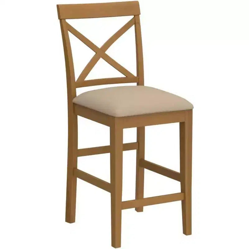 HomeStock Sgabello da bancone con schienale alto da 41,5 pollici a forma rettangolare in legno con finitura marrone, non imbottito in poliestere