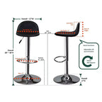HomeStock Set di 2 sgabelli da bar regolabili in altezza da 35" in similpelle nera