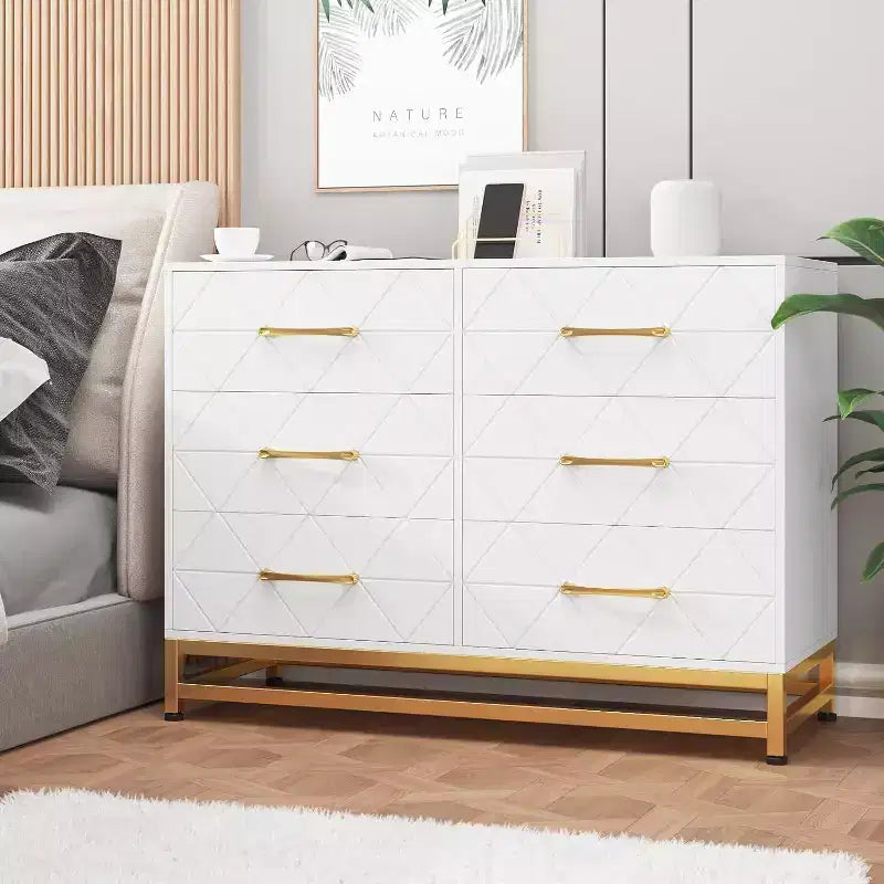 Mobile porta TV moderno con 6 cassetti in legno, console d'intrattenimento con contenitore per camera da letto, soggiorno, ingresso, corridoio, cameretta, mobile multimediale