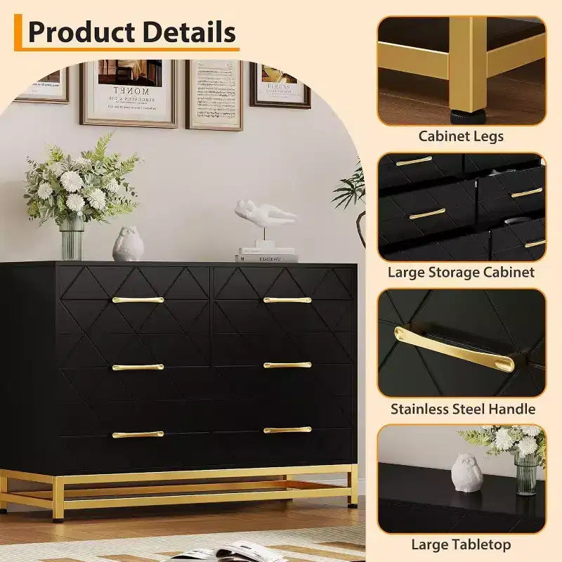 Mobile porta TV moderno con 6 cassetti in legno, console d'intrattenimento con contenitore per camera da letto, soggiorno, ingresso, corridoio, cameretta, mobile multimediale
