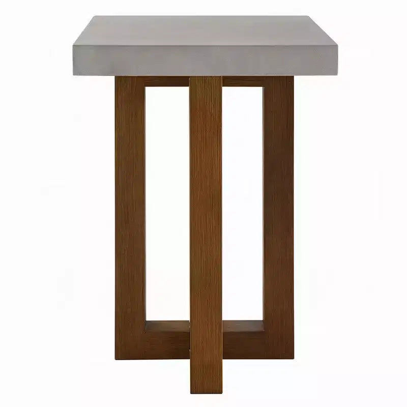 Tavolino Royal Hampton, piano grigio effetto cemento, legno noce marrone, 16 pollici