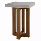 Tavolino Royal Hampton, piano grigio effetto cemento, legno noce marrone, 16 pollici