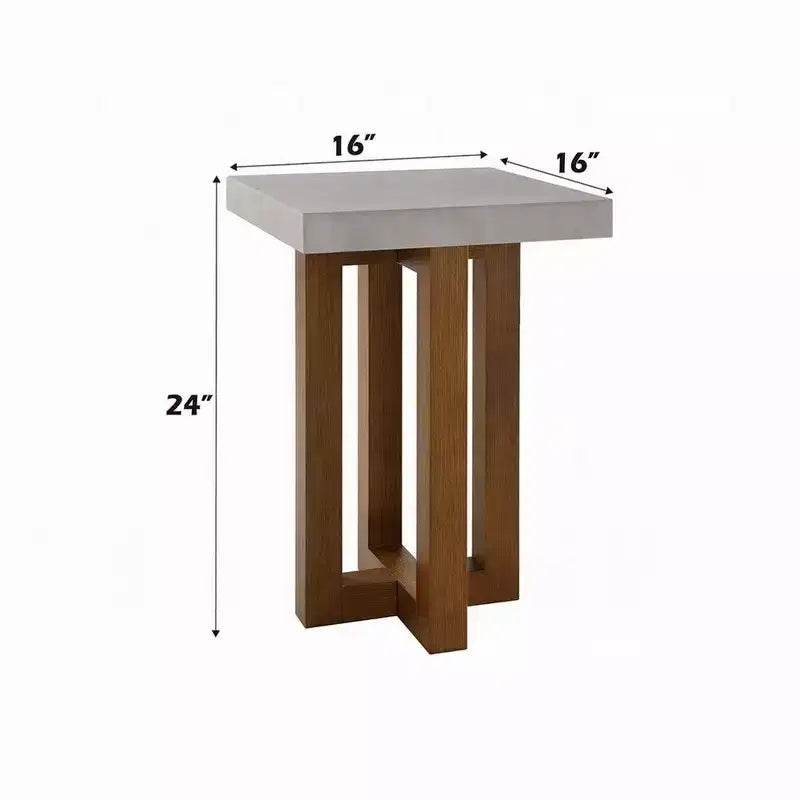 Tavolino Royal Hampton, piano grigio effetto cemento, legno noce marrone, 16 pollici