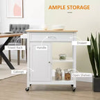 Okak Carrello da Cucina su Ruote con Ripiano, Carrello da Cucina con Piano in Legno, Tavolo da Isola da Cucina per Sala da Pranzo, Cucina, Soggiorno