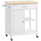 Okak Carrello da Cucina su Ruote con Ripiano, Carrello da Cucina con Piano in Legno, Tavolo da Isola da Cucina per Sala da Pranzo, Cucina, Soggiorno