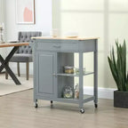 Okak Carrello da Cucina su Ruote con Ripiano, Carrello da Cucina con Piano in Legno, Tavolo da Isola da Cucina per Sala da Pranzo, Cucina, Soggiorno