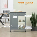 Okak Carrello da Cucina su Ruote con Ripiano, Carrello da Cucina con Piano in Legno, Tavolo da Isola da Cucina per Sala da Pranzo, Cucina, Soggiorno