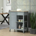 Okak Carrello da Cucina su Ruote con Ripiano, Carrello da Cucina con Piano in Legno, Tavolo da Isola da Cucina per Sala da Pranzo, Cucina, Soggiorno