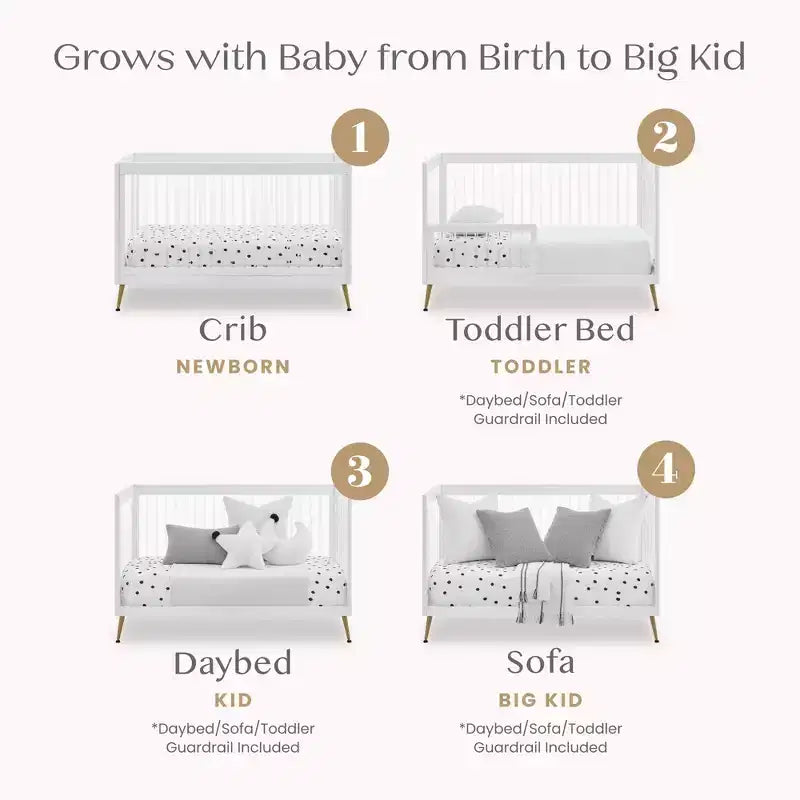 Culla convertibile 4-in-1 Delta Children Sloane con sponda per lettino per bambini