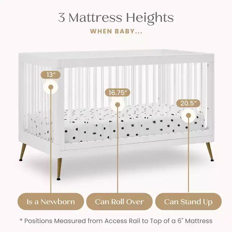 Culla convertibile 4-in-1 Delta Children Sloane con sponda per lettino per bambini