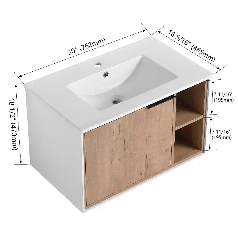 Mobile bagno in compensato ecologico, antigraffio e impermeabile, con lavabo in ceramica. Montaggio da parte di un adulto richiesto. Adatto per bagni.