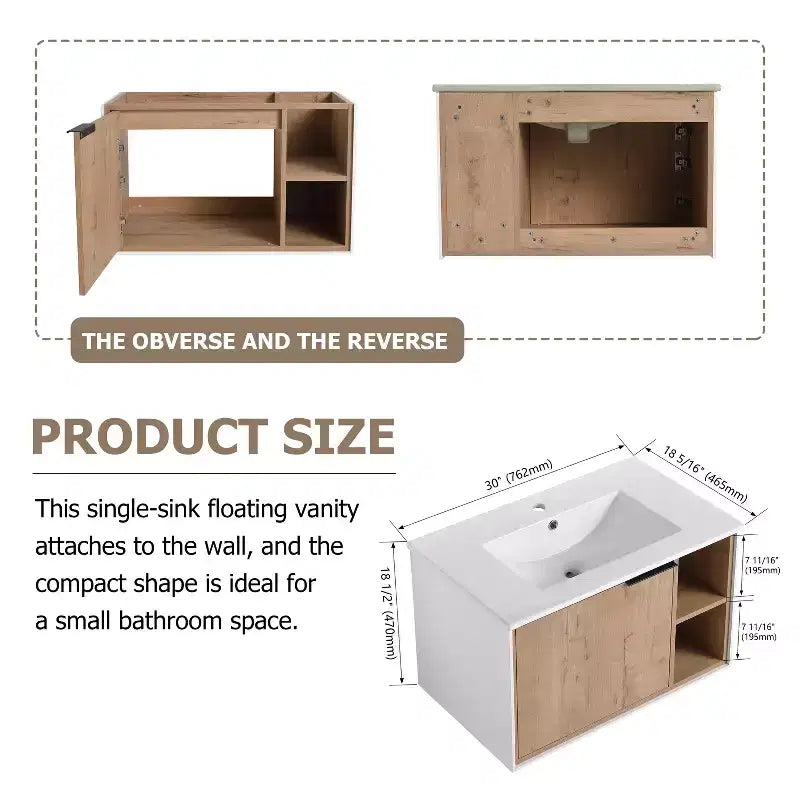 Mobile bagno in compensato ecologico, antigraffio e impermeabile, con lavabo in ceramica. Montaggio da parte di un adulto richiesto. Adatto per bagni.