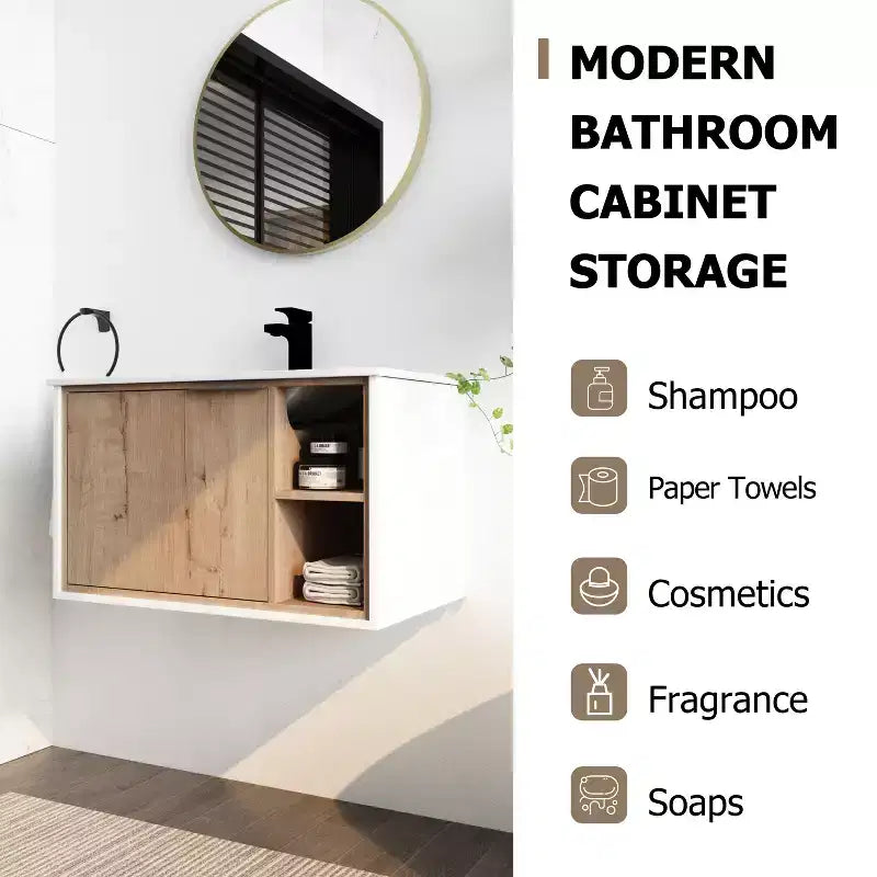 Mobile bagno in compensato ecologico, antigraffio e impermeabile, con lavabo in ceramica. Montaggio da parte di un adulto richiesto. Adatto per bagni.