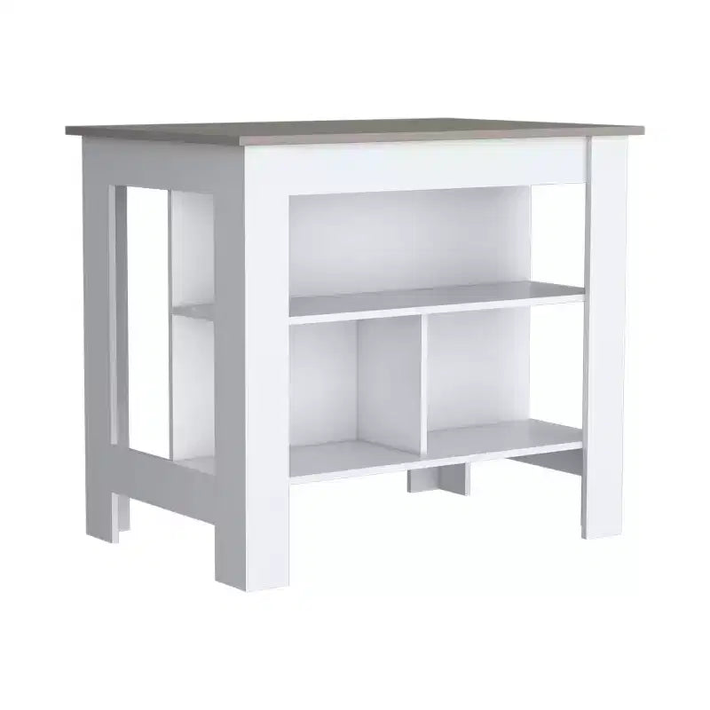 HomeStock Isola da cucina modulare in plastica con 2 ripiani, altezza 89 cm