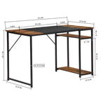 FurnitureR Scrivania per computer 55.1 con ripiani laterali, scrivania da gioco in stile industriale con telaio in metallo, postazione di lavoro per ufficio domestico con spazio di archiviazione per PC, laptop