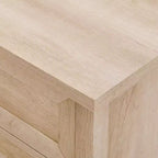 Comodino a 3 cassetti con maniglie a conchiglia in quercia bianca stile Transitional Farmhouse