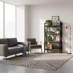 Homy Casa 33.50'' Scaffale Decorativo a 4 Ripiani in Acciaio e Legno, Scaffale Moderno Industriale per Soggiorno, Ufficio e Cucina, Marrone Rustico