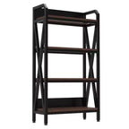 Homy Casa 33.50'' Scaffale Decorativo a 4 Ripiani in Acciaio e Legno, Scaffale Moderno Industriale per Soggiorno, Ufficio e Cucina, Marrone Rustico
