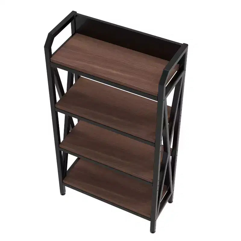 Homy Casa 33.50'' Scaffale Decorativo a 4 Ripiani in Acciaio e Legno, Scaffale Moderno Industriale per Soggiorno, Ufficio e Cucina, Marrone Rustico