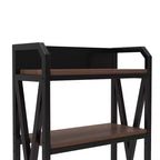 Homy Casa 33.50'' Scaffale Decorativo a 4 Ripiani in Acciaio e Legno, Scaffale Moderno Industriale per Soggiorno, Ufficio e Cucina, Marrone Rustico