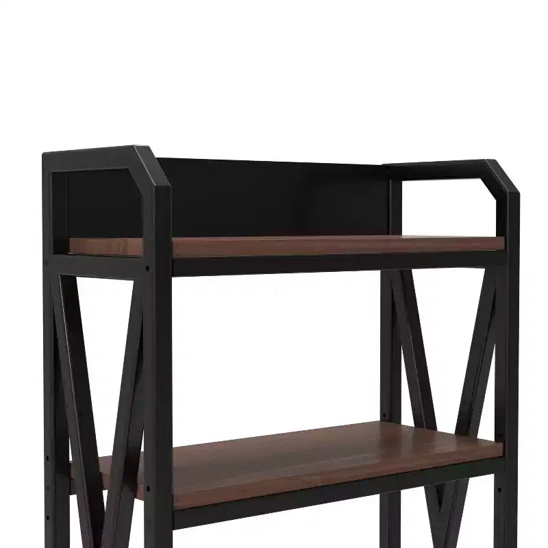 Homy Casa 33.50'' Scaffale Decorativo a 4 Ripiani in Acciaio e Legno, Scaffale Moderno Industriale per Soggiorno, Ufficio e Cucina, Marrone Rustico